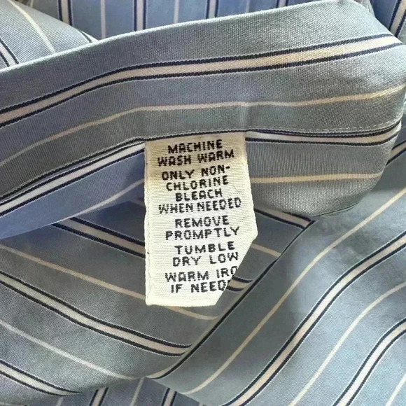 Ralph Lauren Classic Fit Striped Dress Shirt - Size Medium- Light Blue - Picture 7 of 7